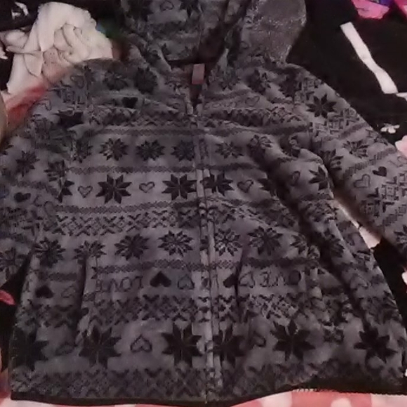 Grey hooded zip up sweater - Picture 2 of 4